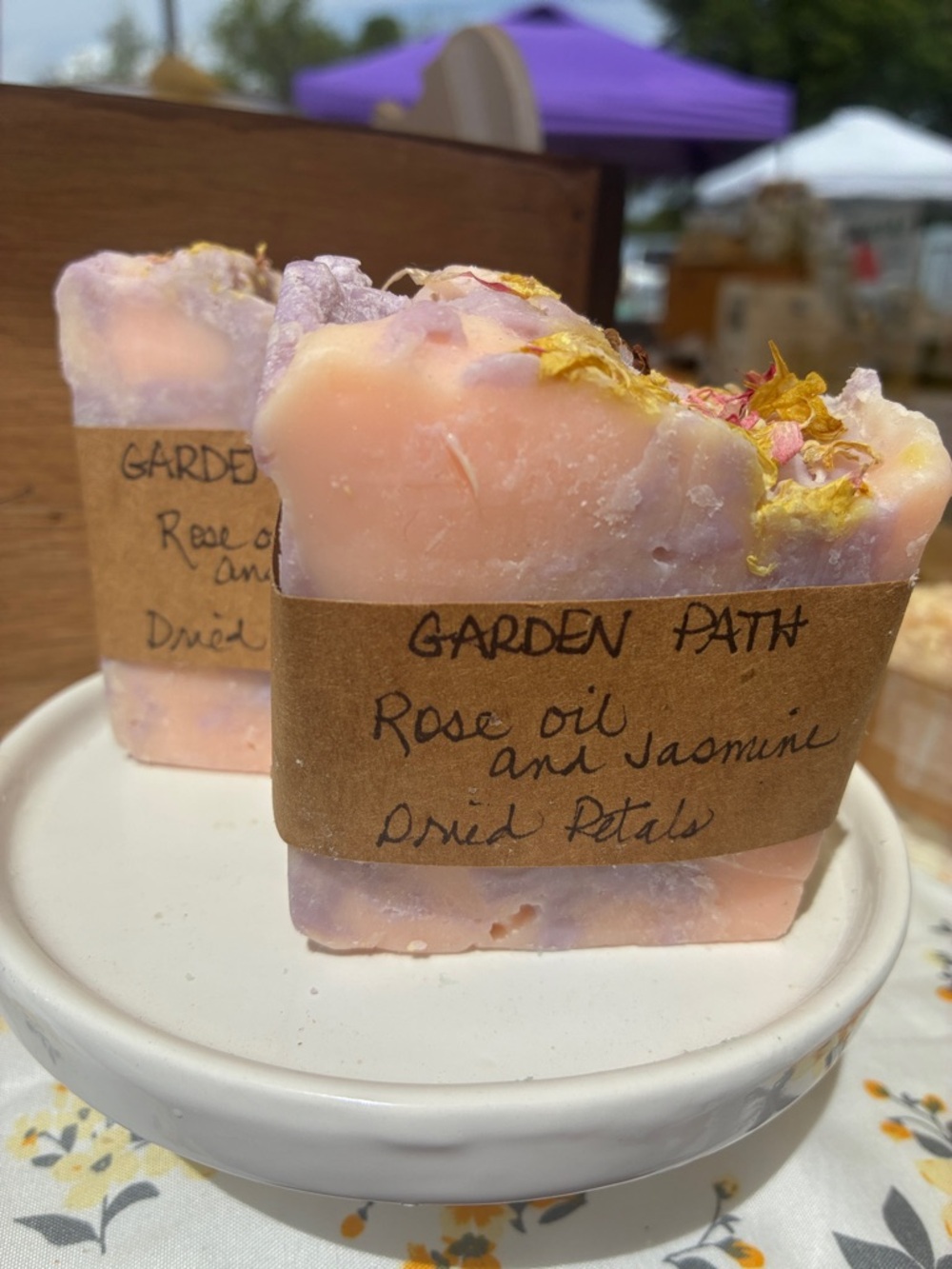 Yellow Flower Farm GARDEN PATH rose geranium and jasmine oil  natural shea Soap.